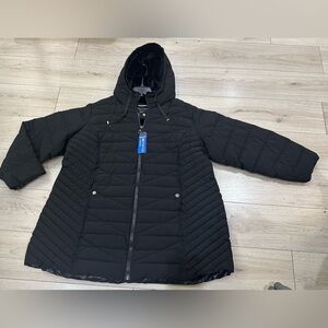 Nautica Black Quilted Hooded Jacket
